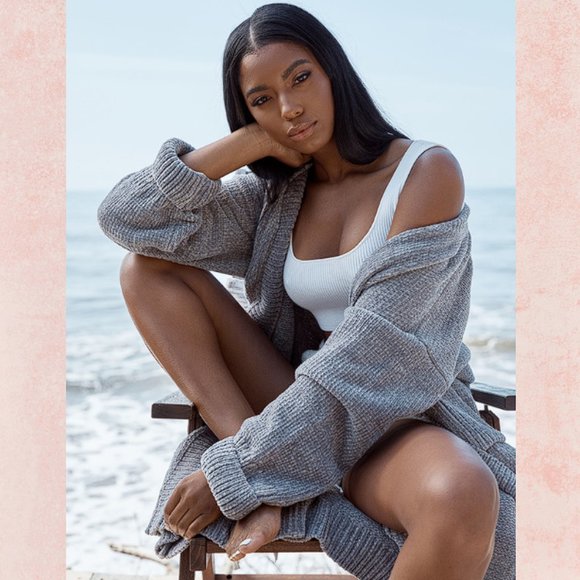 HOUSE OF CB 'Celine' Grey Chenille Slouchy Cardigan NWOT - Picture 5 of 7